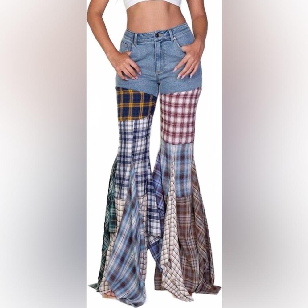 Rehab Lab Dressed in LaLa Patchwork Flare Jeans